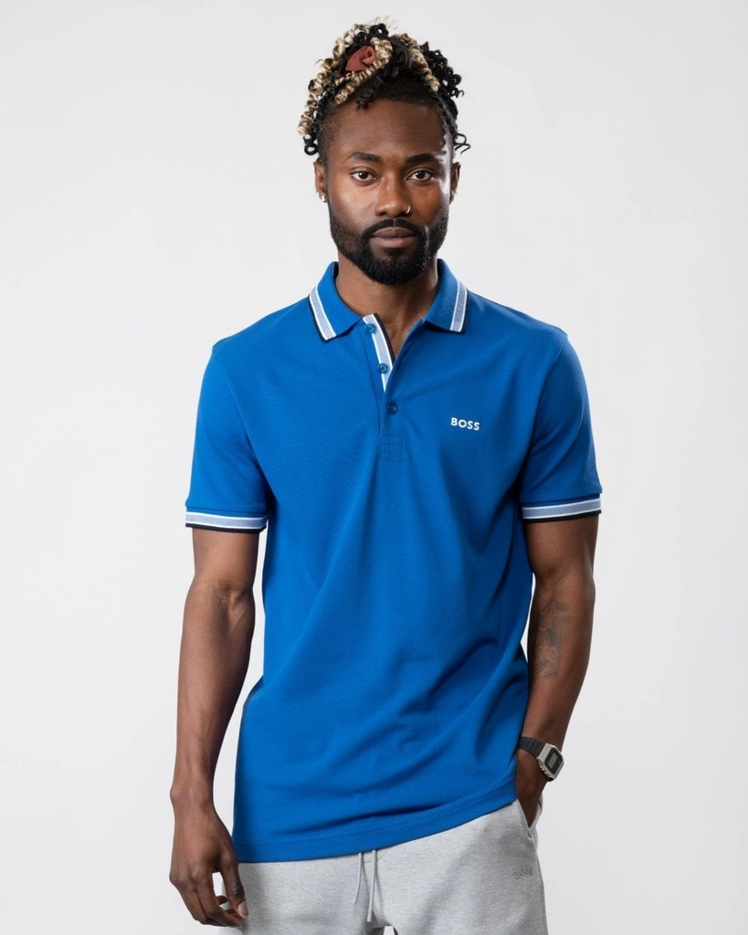 Hugo Boss Paddy Contrast Mens Polo NOS - Blue - Size Small